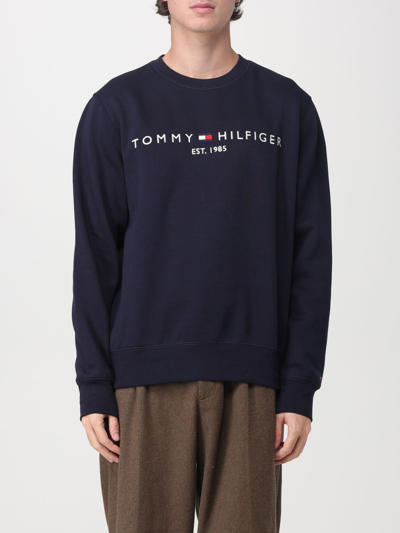 Shop Tommy Hilfiger Sweatshirt In Cotton Blend In Blue