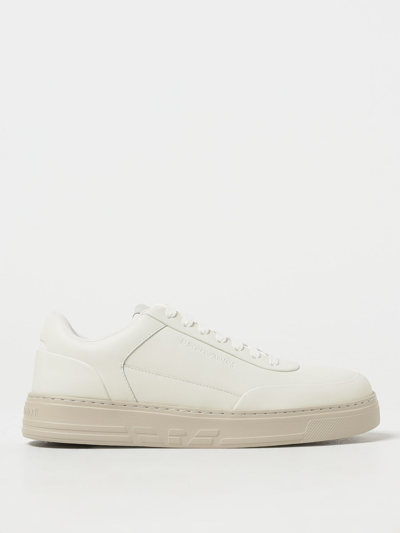 Shop Emporio Armani Leather Sneakers With Laces In Yellow
