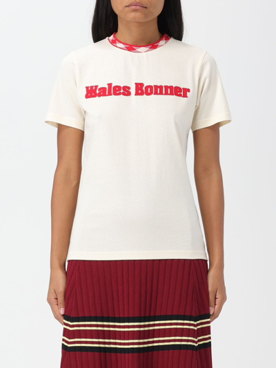 Shop Wales Bonner T-shirt  Woman Color Ivory