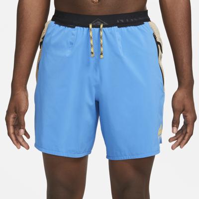 Shop Nike Men's Trail Second Sunrise Dri-fit 7" Brief-lined Running Shorts In Blue