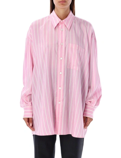 Shop Bottega Veneta Striped Oversize-fit Shirt In Rosa