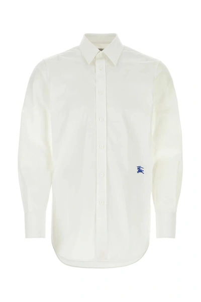 Shop Burberry Whit Poplin Shirt In Default Title
