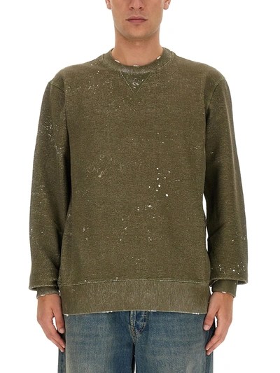 Shop Golden Goose Vintage Effect Sweatshirt In Verde