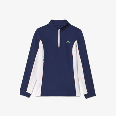 Shop Lacoste Women's Sport Quarter-zip Sweatshirt - 32 In Blue