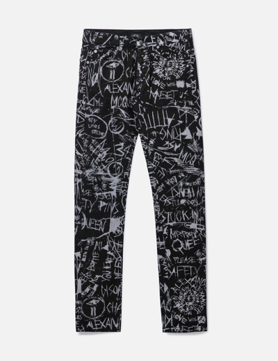 Shop Alexander Mcqueen Graffiti Tight Jeans In Black