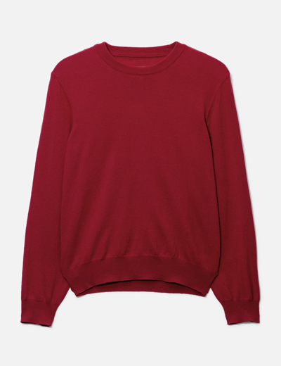 Shop Maison Margiela Suede Elbow Knit Sweater In Red