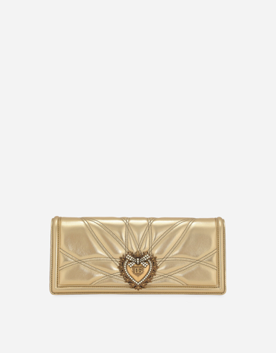 Shop Dolce & Gabbana Devotion Baguette Bag In Gold