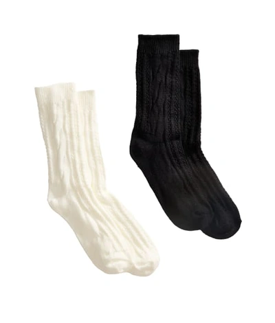 Shop Hue Cable Ribbed Boot Socks 2-pack In Ivory
