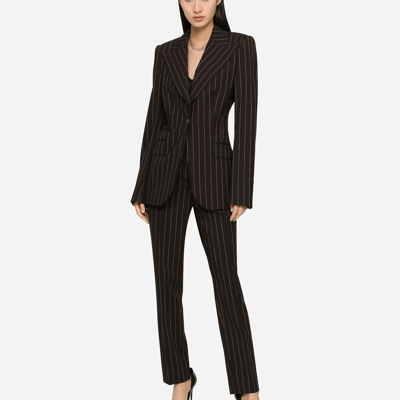 Dolce & Gabbana High-waisted Pinstripe Wool Pants In Multicolor