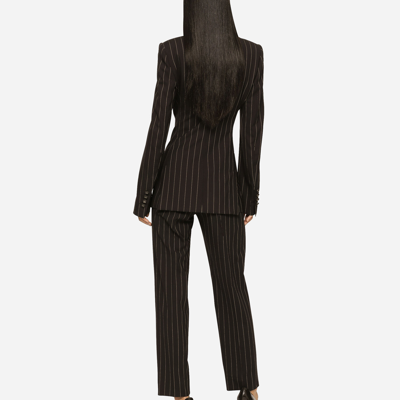 Dolce & Gabbana High-waisted Pinstripe Wool Pants In Multicolor