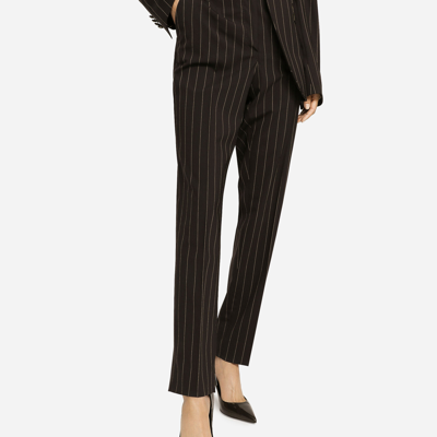 Dolce & Gabbana High-waisted Pinstripe Wool Pants In Multicolor