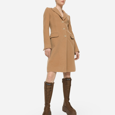 Dolce & Gabbana Single-breasted Midi Coat In Pale Pink