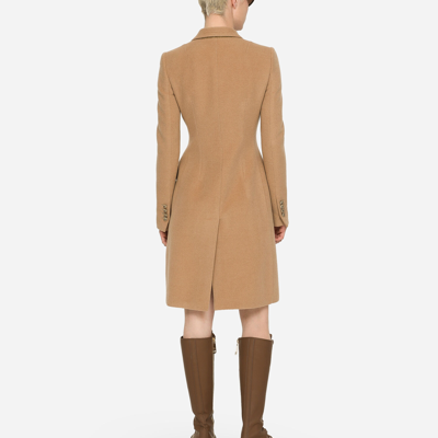Dolce & Gabbana Single-breasted Midi Coat In Pale Pink