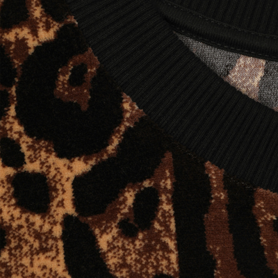 Shop Dolce & Gabbana Round-neck Chenille Sweatshirt With Jacquard Leopard Design In Multicolor