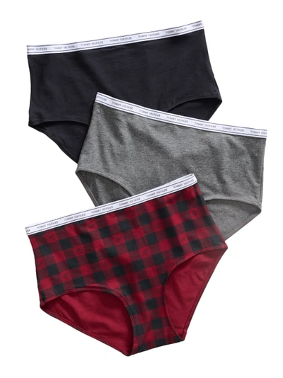 Shop Tommy Hilfiger Cotton Logo Brief 3-pack In Buffalo Plaid