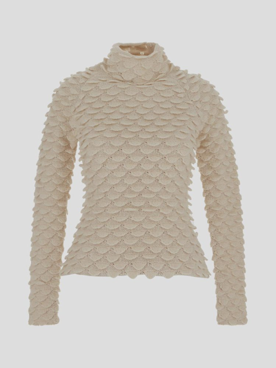 Shop Bottega Veneta Fish Scale Sweater In White