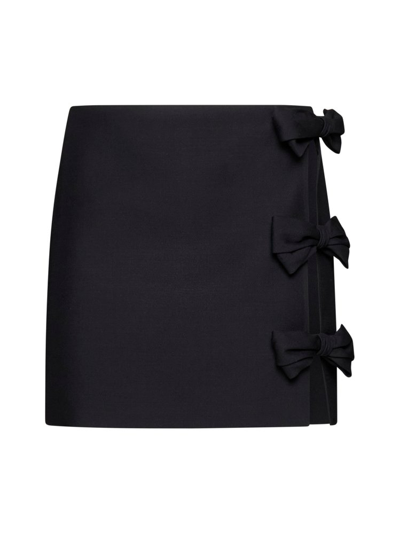 Shop Valentino Bow Detailed Mini Skirt In Black