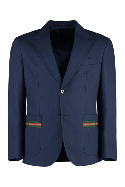Shop Gucci Single Breasted Tailored Jacket In Blue