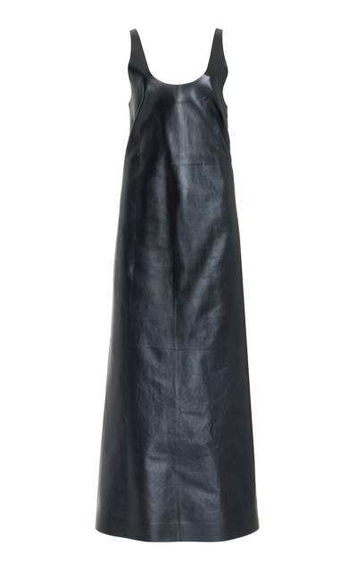 Shop Gabriela Hearst Ellson Leather Maxi Dress In Black