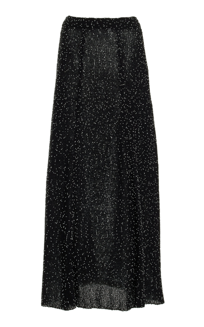 Shop Gabriela Hearst Floris Beaded Knit Silk Maxi Skirt In Black
