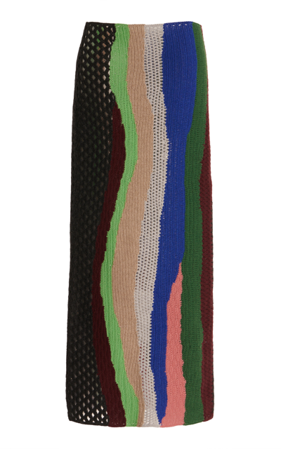 Shop Gabriela Hearst Fatima Crochted Cashmere Midi Skirt In Multi