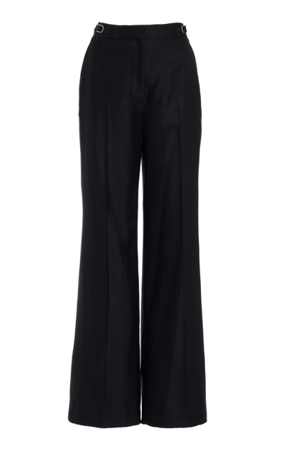 Shop Gabriela Hearst Rhein Silk-wool Wide-leg Pants In Black