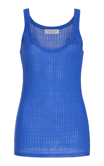 Shop Gabriela Hearst Nevin Pointelle-knit Cashmere-silk Tank Top In Blue