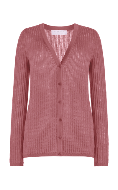 Shop Gabriela Hearst Emma Pointelle-knit Cashmere-silk Cardigan In Pink