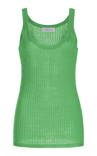 Shop Gabriela Hearst Nevin Pointelle-knit Cashmere-silk Tank Top In Green