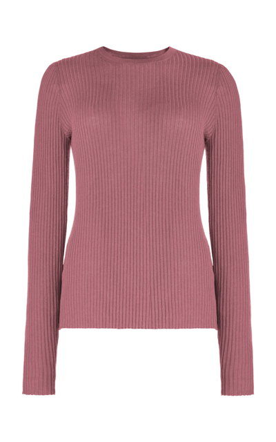 Shop Gabriela Hearst Browning Ribbed Knit Cashmere-silk Top In Pink