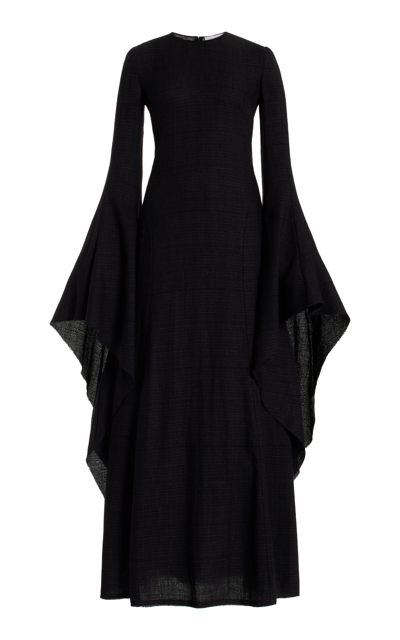 Shop Gabriela Hearst Sigrud Draped Wool-silk Maxi Dress In Black