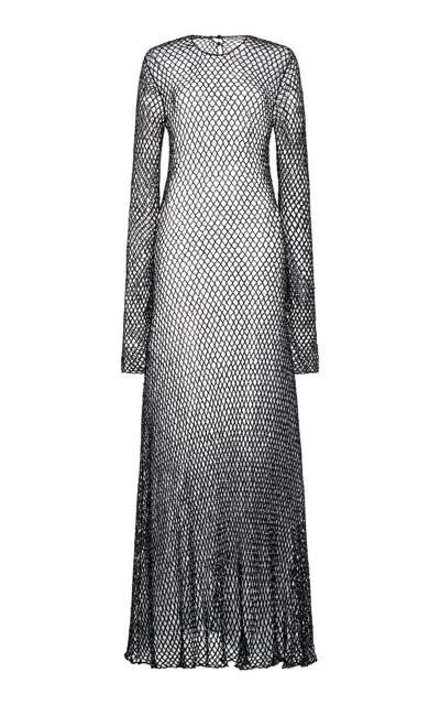Shop Gabriela Hearst Xavier Embellished Crocheted Cashmere Maxi Dress In Black