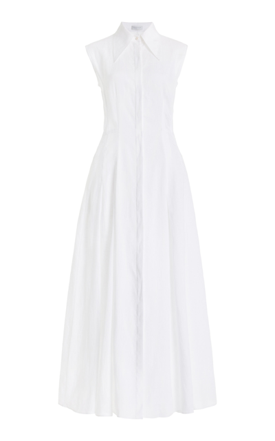 Shop Gabriela Hearst Durand Linen Maxi Shirt Dress In White