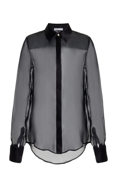 Shop Gabriela Hearst Horus Sheer Silk Shirt In Black