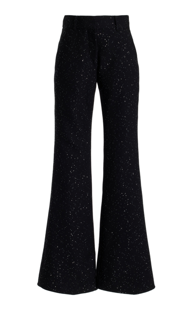 Shop Gabriela Hearst Allanon Sequined Wool-blend Flare Pants In Black