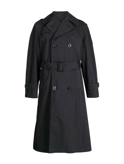 Shop Maison Margiela Double-breasted Trench Coat In Black