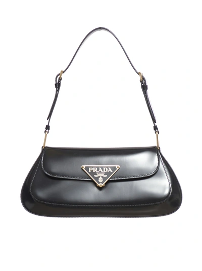 Cleo flap patent leather handbag Prada Black in Patent leather