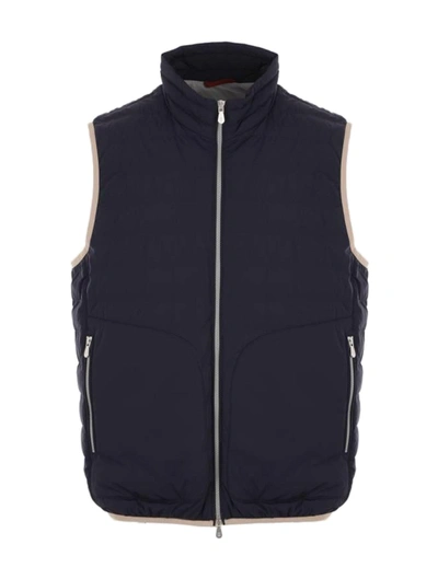 Shop Brunello Cucinelli Quilted Nylon Sleeveless Down Jacket In Blue