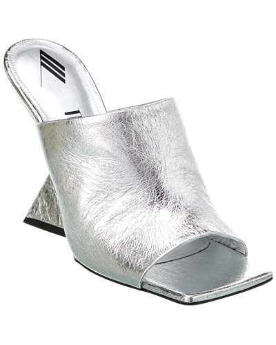 Shop Attico The  Cheope Leather Mule In Silver