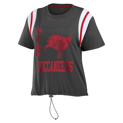 Shop Wear By Erin Andrews Pewter Tampa Bay Buccaneers Cinched Colorblock T-shirt