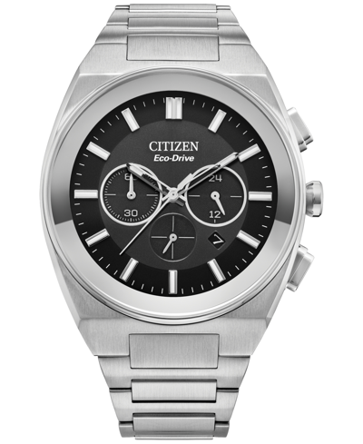 Shop Citizen Eco-drive Men's Chronograph Modern Axiom Stainless Steel Bracelet Watch 43mm In Silver-tone