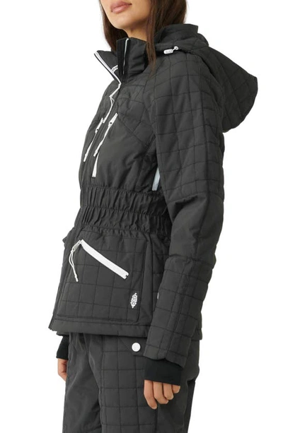 Shop Fp Movement By Free People All Prepped Quilted Waterproof Snow Jacket With Removable Hood In Black