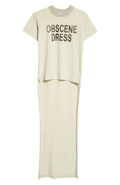 Shop Vaquera Obscene Dress Cotton Graphic T-shirt With Train In Light Grey