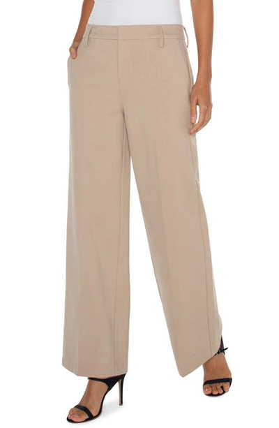 Shop Liverpool Los Angeles Kelsey Wide Leg Knit Trousers In Biscuit Tan