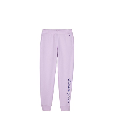 Shop Champion Little Girls Power Blend Fleece Jogger Pants In Lavender Bouquet