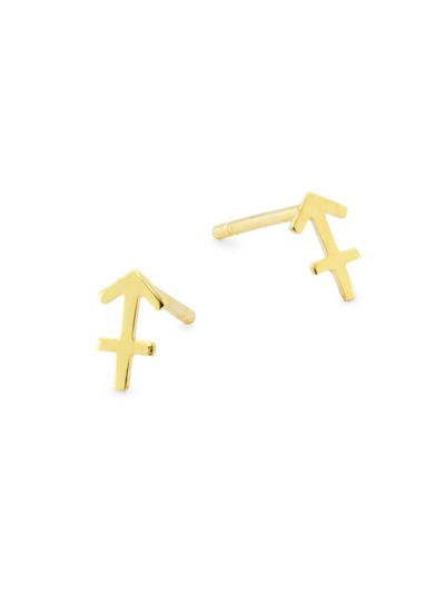 Shop Saks Fifth Avenue Women's 14kt Gold Yellow Finish Polished Stud Libra Earring With Push Back Clasp In Sagittarius