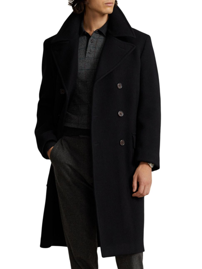 Shop Polo Ralph Lauren Men's Wool Double-breasted Coat In Black
