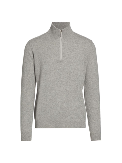 Shop Saks Fifth Avenue Men's Collection Cashmere Quarter-zip Sweater In Mirage Grey