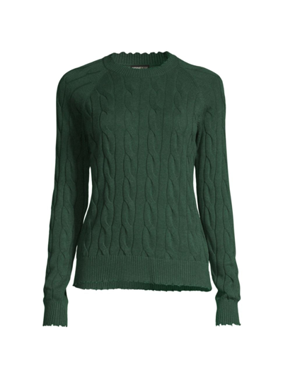 Shop Minnie Rose Women's Cable-knit Sweater In Pine