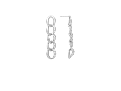 Shop Rivka Friedman Rhodium Chain Link + Cubic Zirconia Dangle Earrings In Silver With Cubic Zirconia
